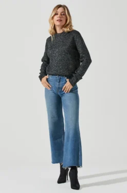 Arabella Metallic Open Back Sweater -Barbie Clothing Shop ACT16314 BLACK SILVER 3 scaled