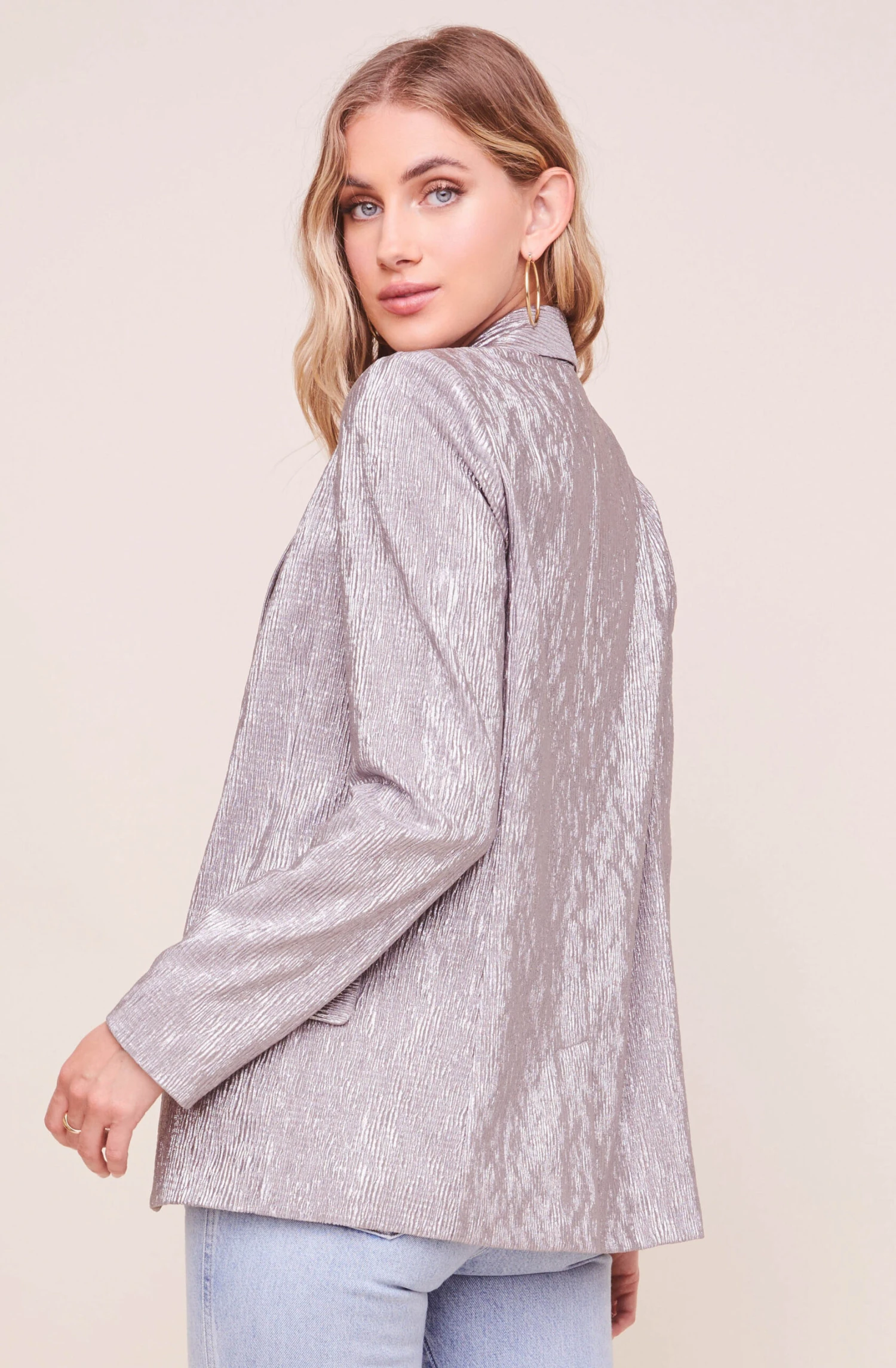Ayla Metallic Plisse Blazer 2 Ayla Metallic Plisse Blazer - Image 2