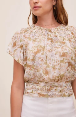 Kitt Floral Back Tie Top -Barbie Clothing Shop ACT16481 OFFWHITETAUPEFLORAL 4 scaled