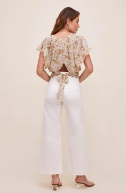 Kitt Floral Back Tie Top -Barbie Clothing Shop ACT16481 OFFWHITETAUPEFLORAL 5 scaled