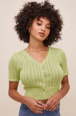 Edina Pointelle Short Sleeve Cardigan