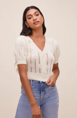Yana Short Sleeve Pointelle Cardigan