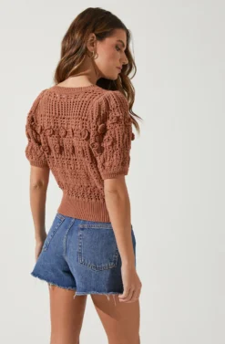 Winslow Flower Embroidery Knit Sweater -Barbie Clothing Shop ACT16605 RUST 4 scaled