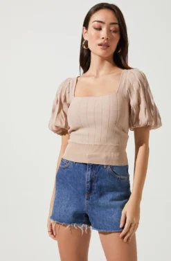 Imani Knit Bubble Sleeve Sweater