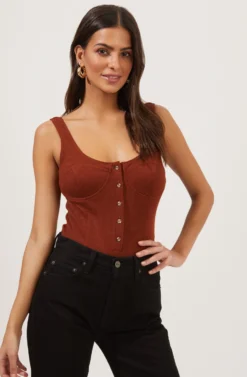 Tenderly Ribbed Knit Bustier Bodysuit