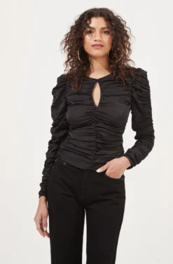 Jupiter Satin Ruched Cutout Top