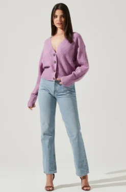 Belmont Button Down Cardigan -Barbie Clothing Shop ACT16728 PURPLEMULTI 1 NEW scaled