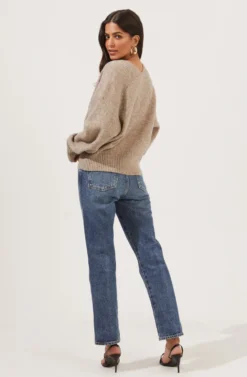 Belmont Button Down Cardigan -Barbie Clothing Shop ACT16728 TAUPEGREYMARL 4 scaled