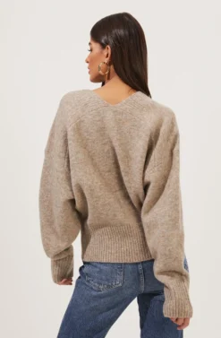 Belmont Button Down Cardigan -Barbie Clothing Shop ACT16728 TAUPEGREYMARL 6 scaled