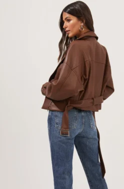 Rubia Faux Leather Moto Jacket -Barbie Clothing Shop ACT16740 BROWN 6 scaled