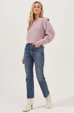 Romina Statement Sleeve Knit Sweater -Barbie Clothing Shop ACT16741 DUSTY PINK 1 scaled