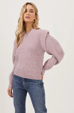 Romina Statement Sleeve Knit Sweater -Barbie Clothing Shop ACT16741 DUSTY PINK 3 scaled