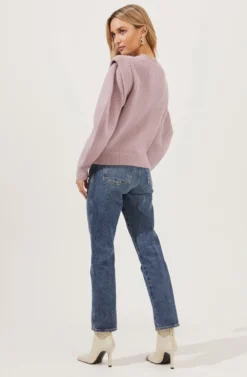 Romina Statement Sleeve Knit Sweater -Barbie Clothing Shop ACT16741 DUSTY PINK 5 scaled