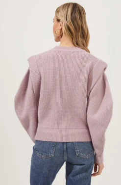 Romina Statement Sleeve Knit Sweater -Barbie Clothing Shop ACT16741 DUSTY PINK 6 scaled