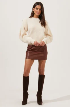 Romina Statement Sleeve Knit Sweater -Barbie Clothing Shop ACT16741 WHITE 1 scaled