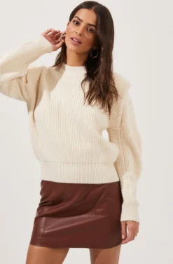 Romina Statement Sleeve Knit Sweater -Barbie Clothing Shop ACT16741 WHITE 2 scaled