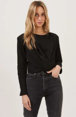 Moxie Cropped Wrap Front Sweatshirt -Barbie Clothing Shop ACT16783F BLACK 2 scaled
