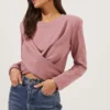 Moxie Cropped Wrap Front Sweatshirt