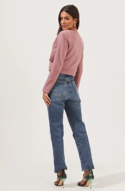 Moxie Cropped Wrap Front Sweatshirt -Barbie Clothing Shop ACT16783F DUSTYROSE 5 scaled