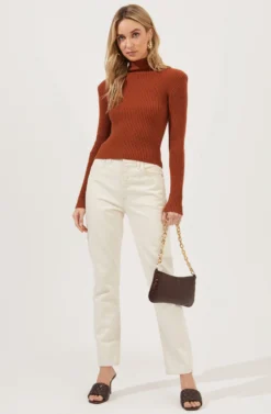 Marli Ribbed Turtleneck Sweater -Barbie Clothing Shop ACT16808 RUST 1 scaled