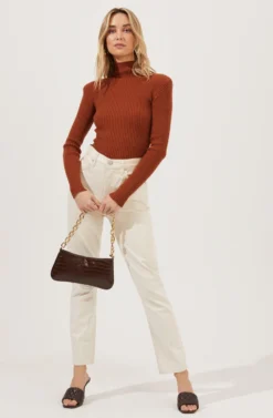 Marli Ribbed Turtleneck Sweater -Barbie Clothing Shop ACT16808 RUST 6 scaled