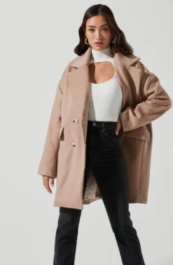 Rhea Double Breasted Coat -Barbie Clothing Shop ACT16870 TAUPE 1048 scaled