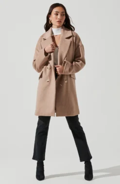 Rhea Double Breasted Coat -Barbie Clothing Shop ACT16870 TAUPE 1052 scaled