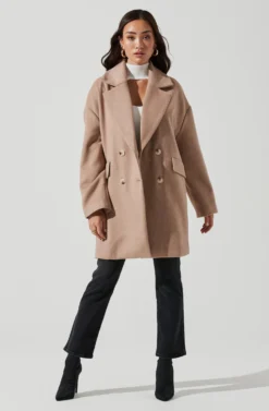 Rhea Double Breasted Coat -Barbie Clothing Shop ACT16870 TAUPE 1053 scaled