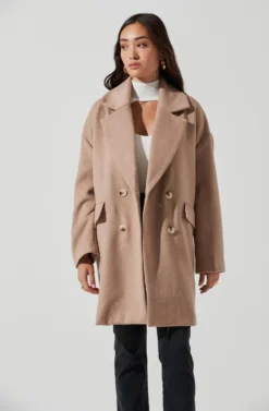 Rhea Double Breasted Coat -Barbie Clothing Shop ACT16870 TAUPE 1055 scaled