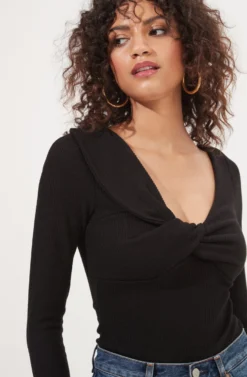 Iggy Twist Front Long Sleeve Bodysuit 18 Iggy Twist Front Long Sleeve Bodysuit -Barbie Clothing Shop ACT16871 BLACK 4 scaled