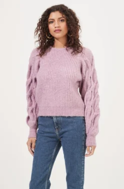 Lizette Cable Knit Statement Sleeve Sweater