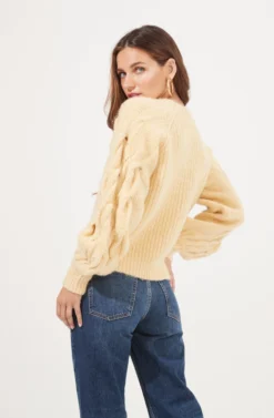 Lizette Cable Knit Statement Sleeve Sweater -Barbie Clothing Shop ACT16879 YELLOW 6 scaled