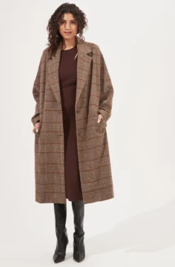 Dalary Plaid Oversized Coat -Barbie Clothing Shop ACT16901 BROWNMULTIPLAID 5 scaled
