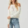 Mar Vista Cold Shoulder Cutout Cable Knit Sweater