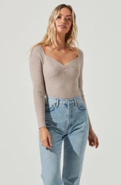 Silverlake Ribbed Knit Long Sleeve Bodysuit