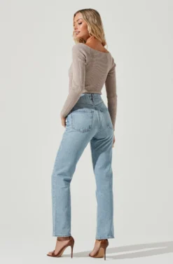 Silverlake Ribbed Knit Long Sleeve Bodysuit -Barbie Clothing Shop ACT17009 TAUPE 3 scaled