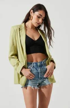 Rio Oversized Linen Blazer -Barbie Clothing Shop ACT17090 CELERY 2 scaled