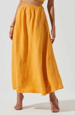 Divine Tie Waist Maxi Skirt -Barbie Clothing Shop ACT17191 MARIGOLD 0269 scaled