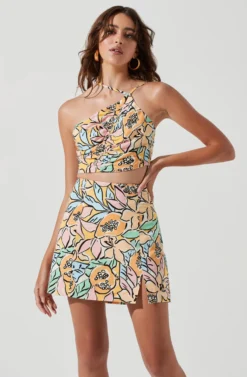 Covina Tropical Print Mini Skirt -Barbie Clothing Shop ACT17209 TROPICALPAPAYA 0025 scaled