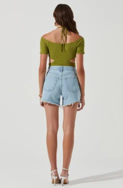 Monterey Halter Neck Cutout Bodysuit -Barbie Clothing Shop ACT17210 OLIVEGREEN 1534 scaled