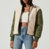 Tegan Faux Shearling Contrast Puffer Jacket