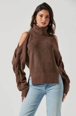 Ariella Shoulder Cutout Turtleneck Sweater