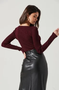 Maude Halter Long Sleeve Bodysuit -Barbie Clothing Shop ACT17325 DARKWINE 1566 scaled