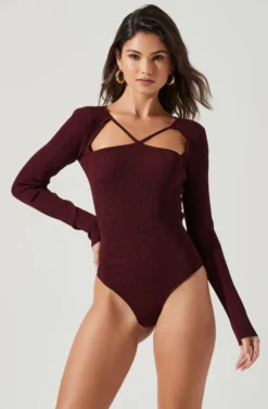 Maude Halter Long Sleeve Bodysuit -Barbie Clothing Shop ACT17325 DARKWINE 1571 scaled