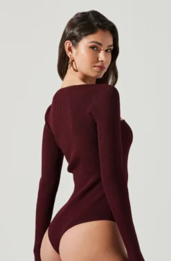 Maude Halter Long Sleeve Bodysuit -Barbie Clothing Shop ACT17325 DARKWINE 1575 scaled