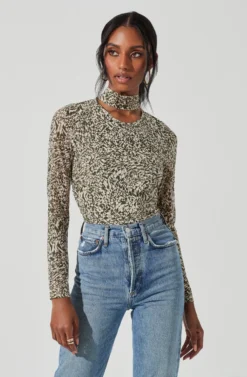 Zazie Choker Neck Long Sleeve Top