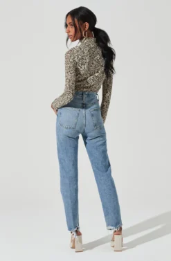 Zazie Choker Neck Long Sleeve Top -Barbie Clothing Shop ACT17345 OLIVECREAMCOMBO 0991 7 scaled