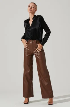 Aldina Open Back Button Down Top -Barbie Clothing Shop ACT17347S BLACK 13061 scaled