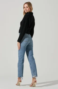 Haisley Cable Knit Turtleneck Sweater -Barbie Clothing Shop ACT17358 BLACK 5 scaled