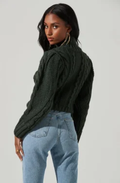 Haisley Cable Knit Turtleneck Sweater -Barbie Clothing Shop ACT17358 HUNTERGREEN 5 scaled